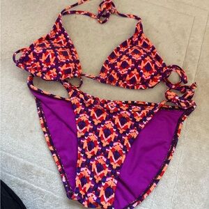 Old Navy Purple & Pink Patterned Two-Piece One-Piece Swim Set